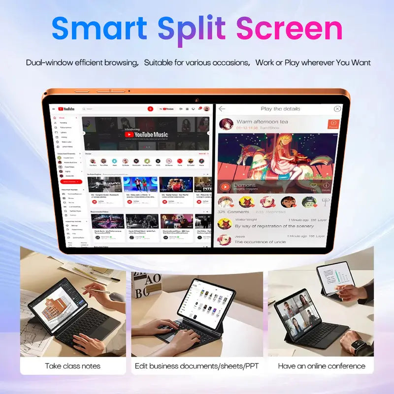 W&O 11" Android Tablet | 12GB RAM, 256GB Storage & 10000mAh Battery – Complete Kit with Keyboard, Stylus & Case for Work & Study
