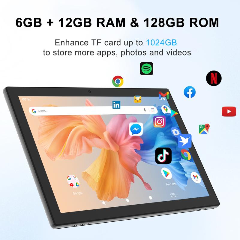 PEICHENG 10.1" Android 16 Tablet | 20GB RAM, 128GB + 1TB Expandable – GMS Certified, WiFi 6, Complete Kit for Work & Entertainment