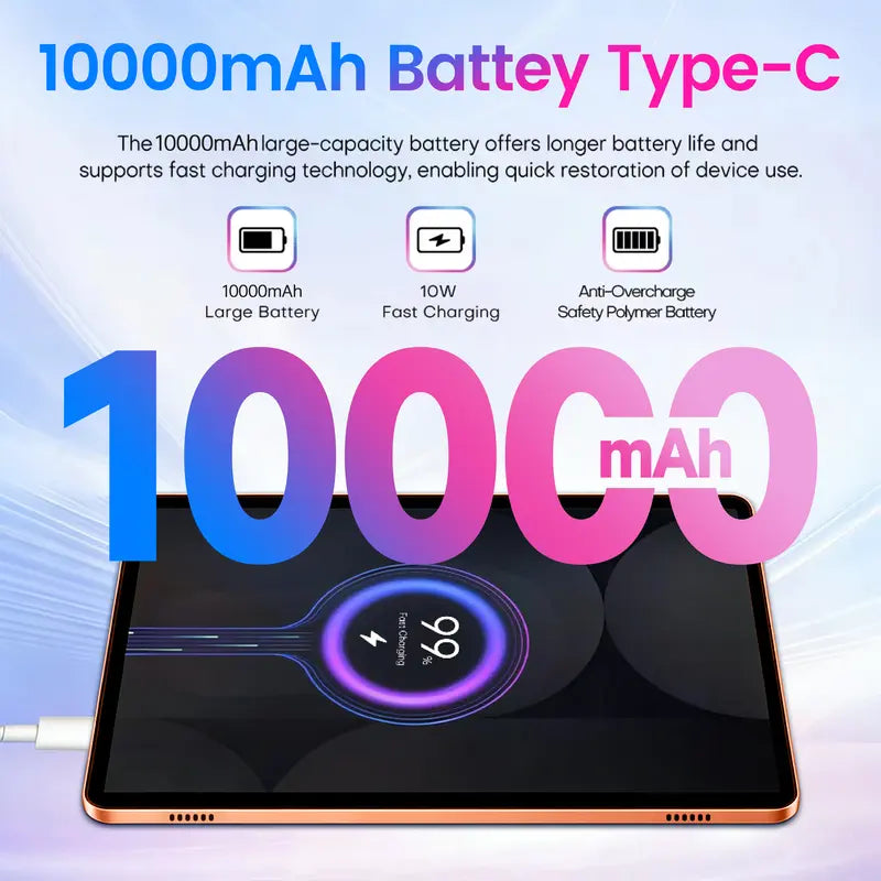 W&O 11" Android Tablet | 12GB RAM, 256GB Storage & 10000mAh Battery – Complete Kit with Keyboard, Stylus & Case for Work & Study