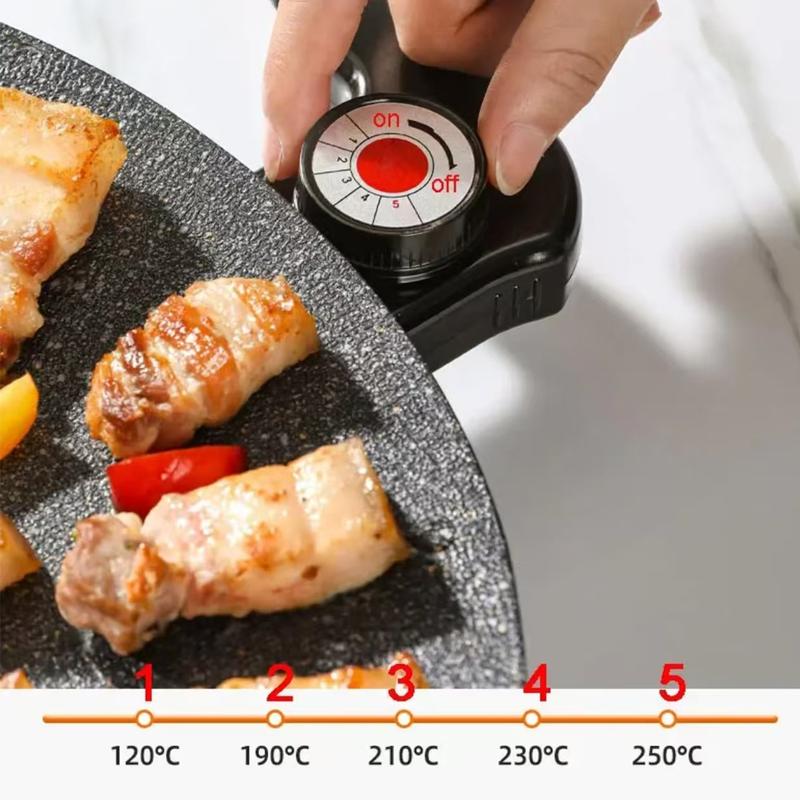 AORAN KITCHEN 1500W Portable Electric Korean BBQ Grill Indoor Smokeless Non-stick Grill Pan Adjustable Temperature Control Universal Fry Griddle for Home Cooking