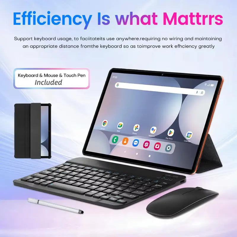 W&O 11" Android Tablet | 12GB RAM, 256GB Storage & 10000mAh Battery – Complete Kit with Keyboard, Stylus & Case for Work & Study