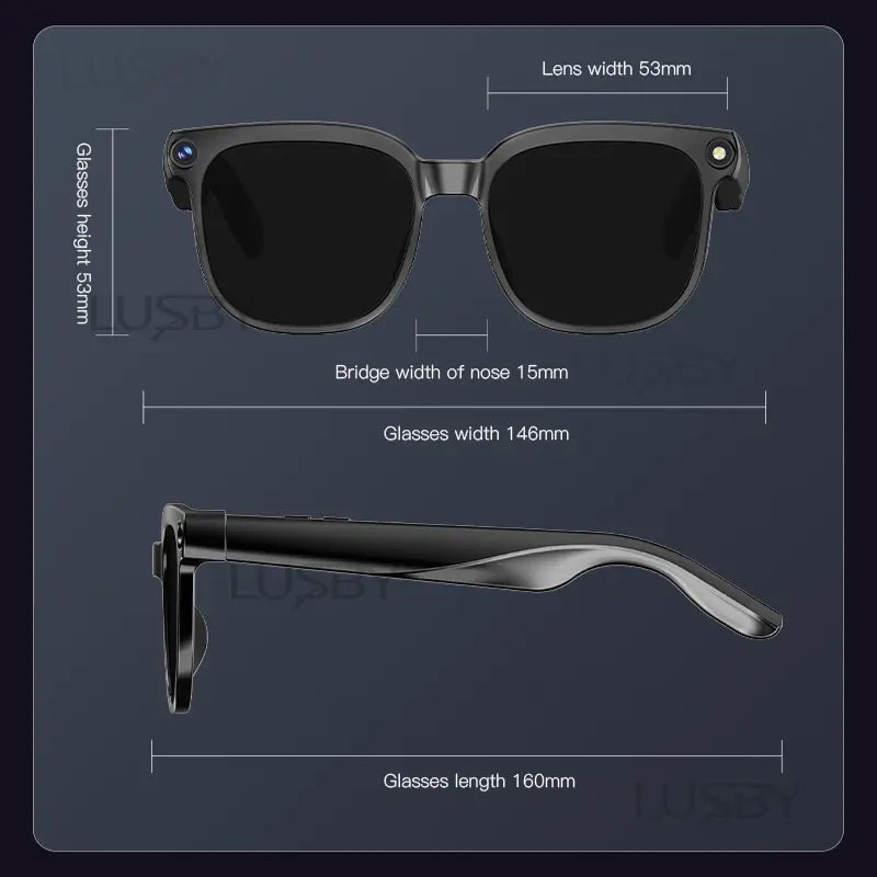 LUSBY Smart AI Camera Glasses | 8MP with Photochromic Lenses & Real-Time Translation – Hands-Free Video & Photo for Travel & Outdoors